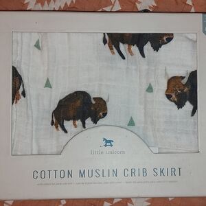 Buffalo cotton muslin crib skirt by Little Unicorn